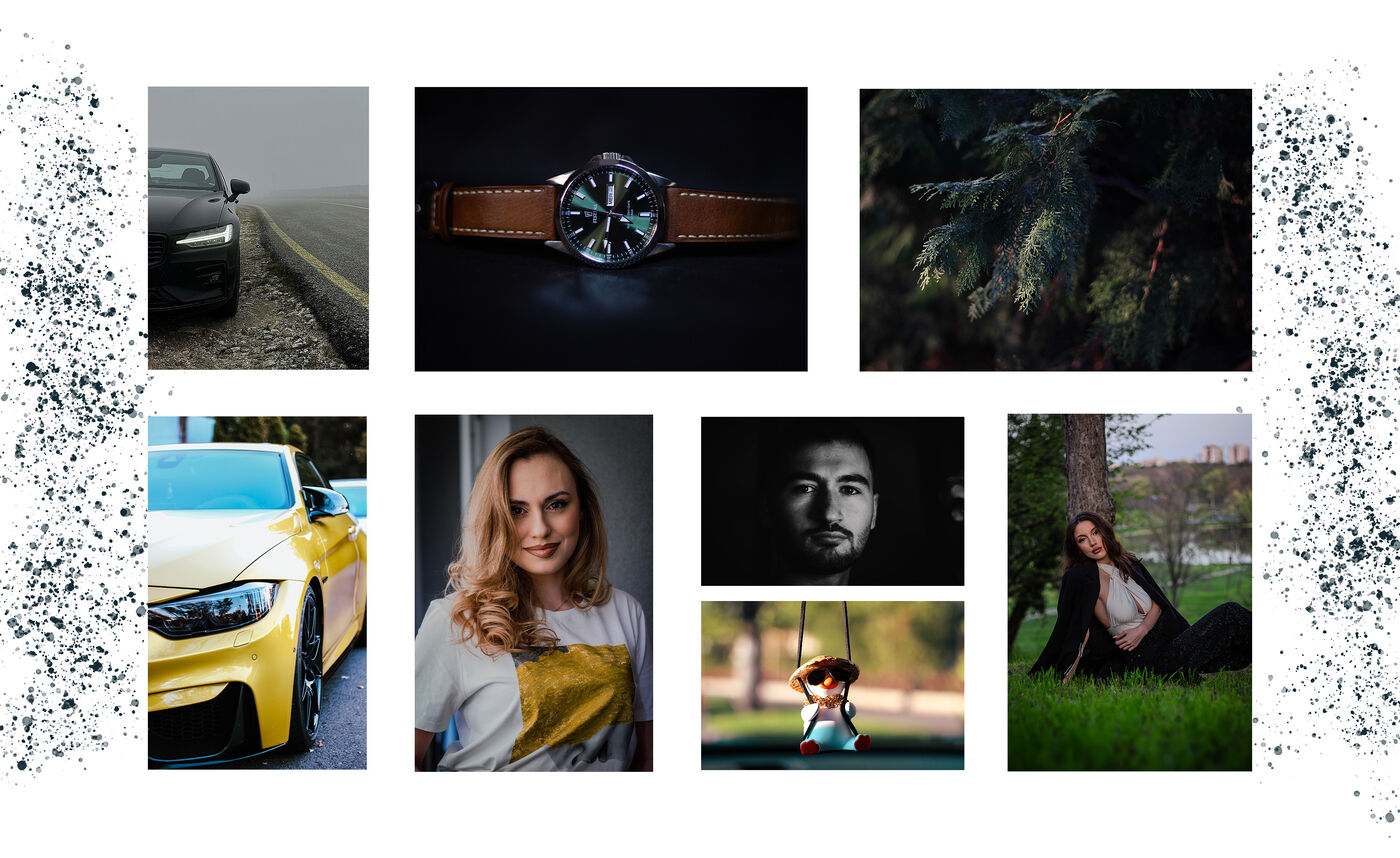 Collage of graphic design and photography work